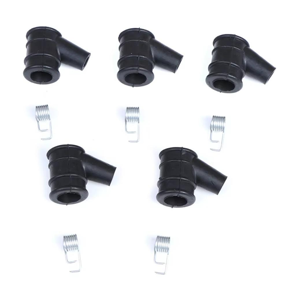 5Sets Rubber Metal Chainsaw Coil Cap Black Silver 3.3x2.6x1.8cm Coil Cap and Spring Kit Replacement Part High Voltage