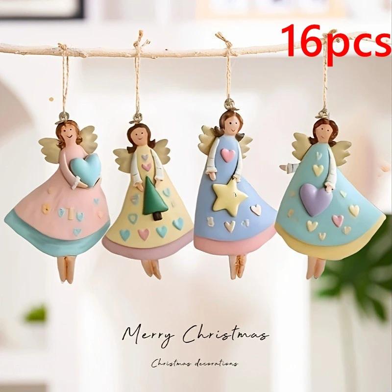 8/16/24PCS New Wooden Christmas Wooden Pendant Retro DIY Xmas Ornaments Xmas Tree Decoration Merry Christmas Party
