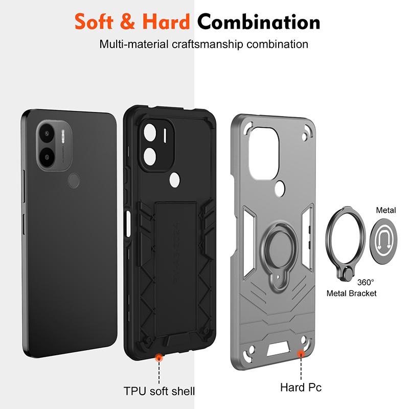 For Redmi A1 Plus Shockproof Hard Armor Cover Cases For Redmi A1 Plus Slide Lens Protect Shell Magnet Bracket Phone Case Capa