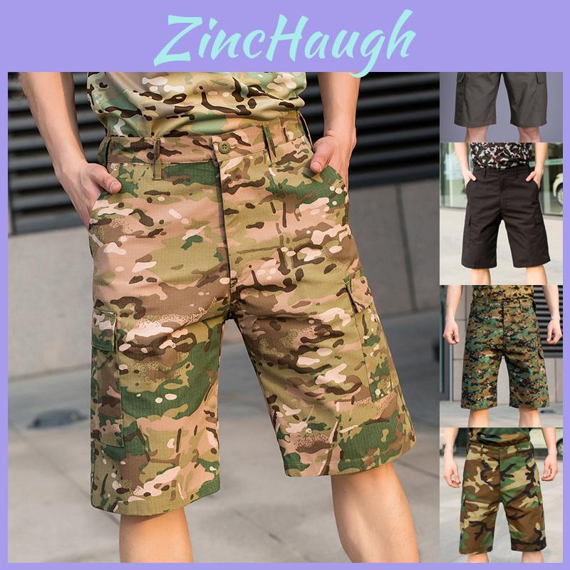 Stylish Men's Army Combat Camouflage Cargo Shorts Featuring Multiple Pockets
