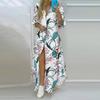 2026 Women's Stand-Up Collar Button Print Loose Long-Sleeve Irregular Dress