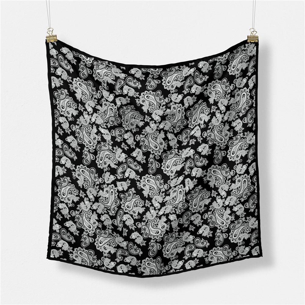 Twill Silk Scarf Woman Cashew Painting Square Scarves Wraps Bandana Small Hijab Silk Foulards Tie Headband Neckerchief 53CM