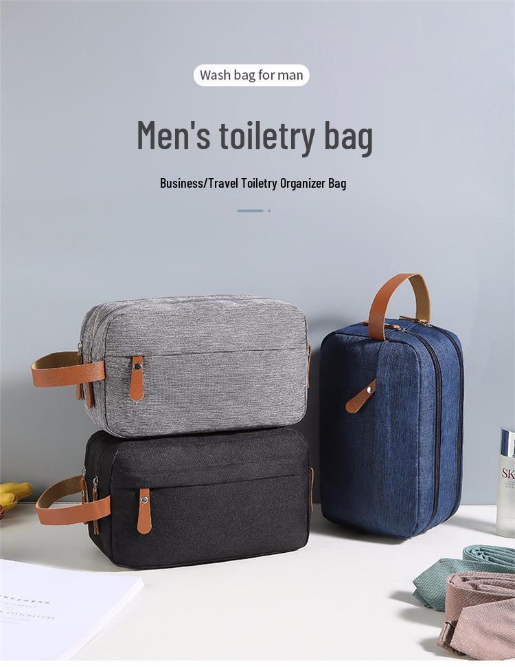 Men's Waterproof Oxford Cloth Toiletry Bag - Portable Business Storage with Dry/Wet Separation