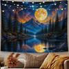 2D Flat - 2D Flat - 2D Flat Print 1pc Tapestry Moonlit Mountain Lake Tapestry Starry Sky Reflections Fantasy Wall Hanging Wall Hanging for Living Room