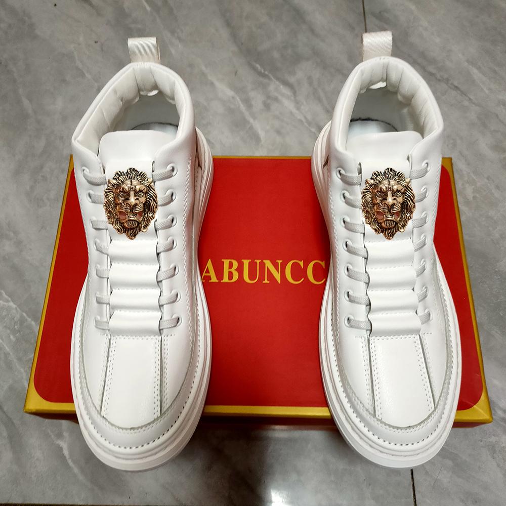 Fashion Men's leather Casual shoes Spring and fall new designer print fashion lace-up flat casual shoes