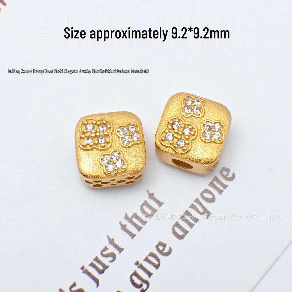24K Gold-Plated S925 Sterling Silver Hexagram Spacer Beads & Feather Pendant for DIY Jewelry.