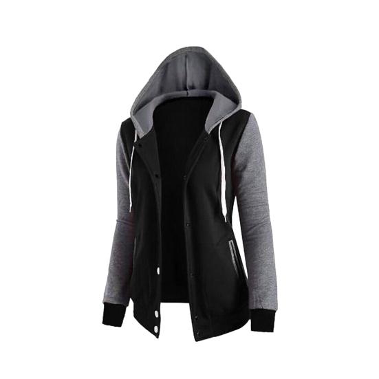 Automne Sports Femmes Sweat à Capuche Color Block Manteau Manches Longues Veste à Capuche Vêtement d'Extérieur