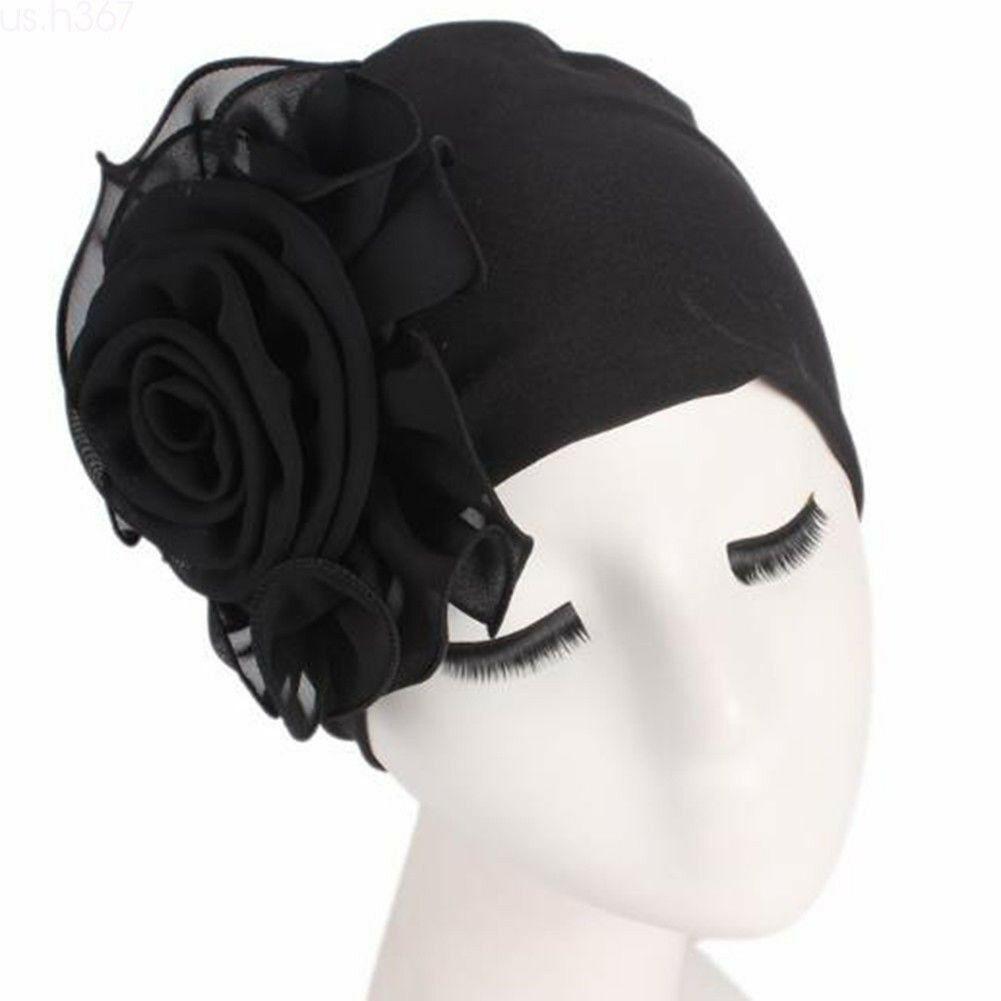 Womens Hair Loss Head Scarf Turban Cap Big Flower Muslim Cancer Chemo Hat Cover