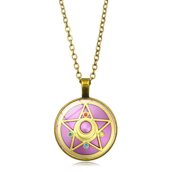 Silver Anime Sailor Moon Jewelry Glass Dome Pendant Necklace