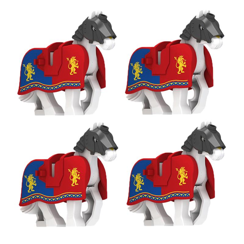 Vojenské stavebnice Kompatibilní figurky vojáků Středověcí rytíři Zbraně Plášť Ramenní brnění Válečný kůň Vlajky Dárky Hračky