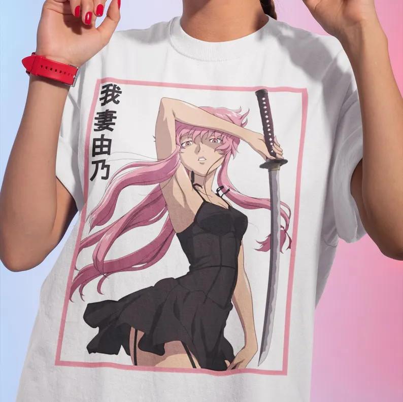 Mirai Nikki Юно Девушка Аниме Ваифу Косплей Унисекс Футболка Подарок Унисекс 15 Унисекс Футболка XXXL