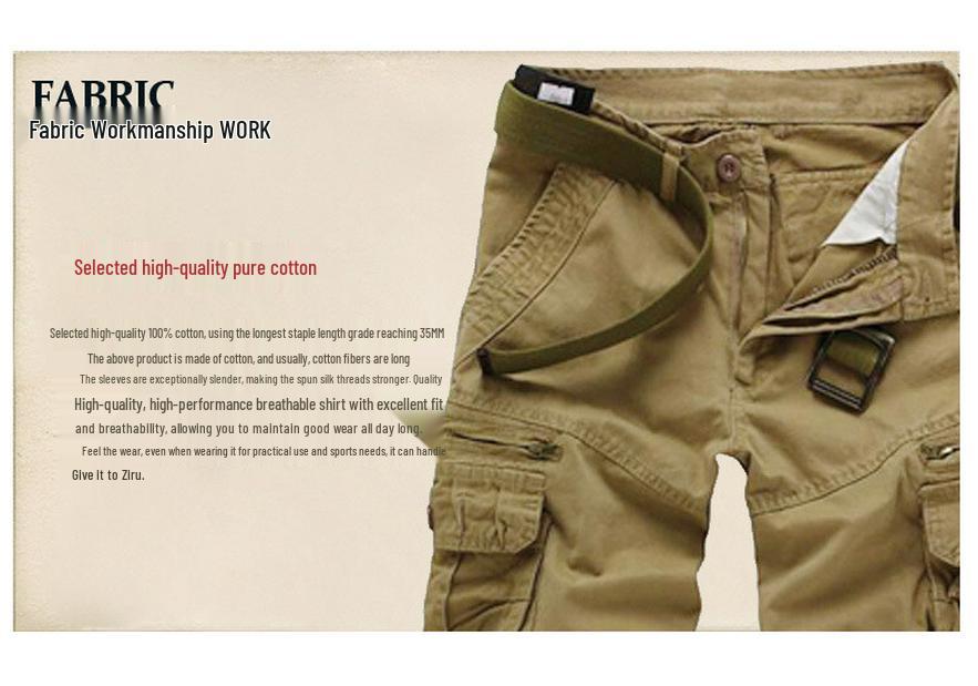 Men's Multi-Pocket Casual Mid-Length Workwear Shorts