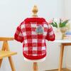 1PC Red and White Plaid with Flower Sweater Pet Clothes Dog Cat Autumn Thickened Warm Jumper