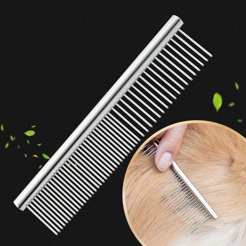 NEW Pet Dematting Comb Stainless Steel Pet Grooming Comb for Dogs and Cats Gently Removes Loose Undercoat Flea Tangles Knots