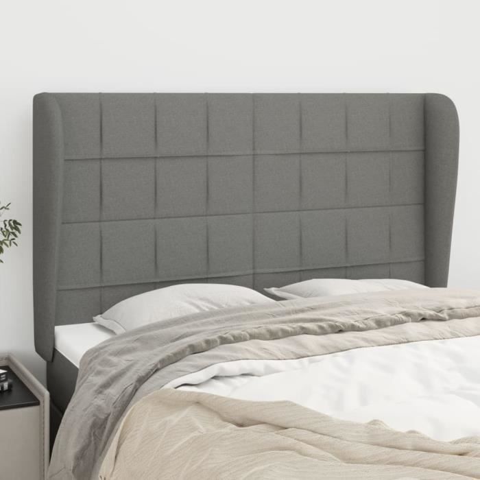 VidaXL Headboard with Ears Dark Grey 147x23x118-128 Cm Fabric3117955