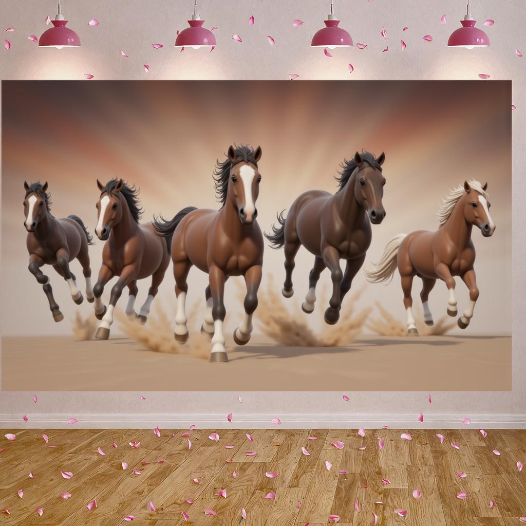 Horse Banner Running Horse Pattern Equine Display Horse Themed Banner Desert Scene For Western Themed Party Cowboy Themed