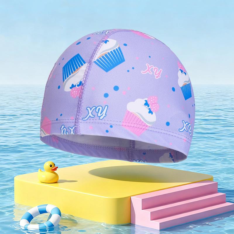 Kinder Niedlicher Aufdruck Badekappe Weicher Atmungsaktiver Stoff Badekappe Für Kinder Jungen Mädchen Sommer Strand Pool Wasserpark
