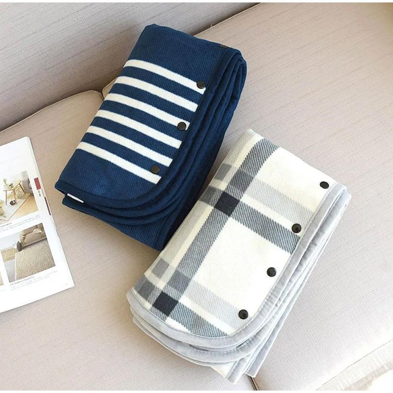 1PC Wearable Blanket Shawl Blanket Flannel Lazy Casual Office Blanket Retro Grid Stripes Warm Blanket For Winter 80×135cm