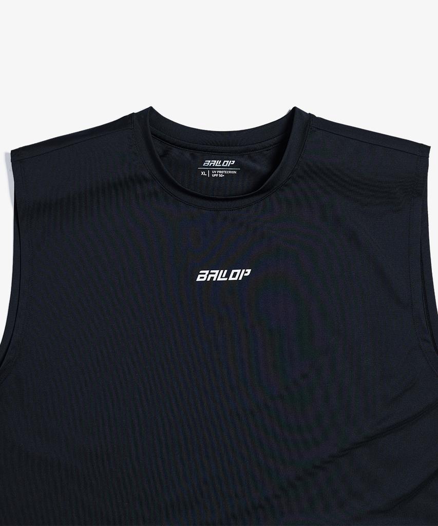 Baellob Lettering Sleeveless Rash Guard Black
