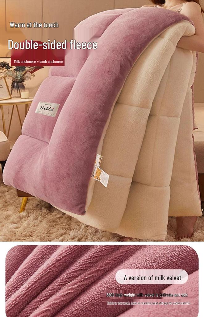 Thick Coral Fleece Blanket for Winter - Soft Velvet Quilt for Dorm, Nap, Sofa Use