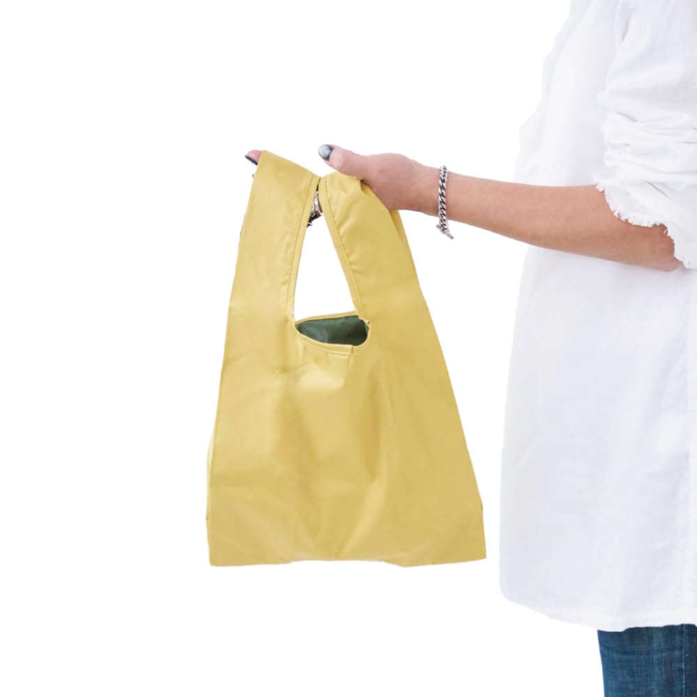 

392plusm Mini Eco Travel Muji Yellow Bag, Water-Repellent, Lightweight, Foldable, Pouch-Size, Compact, Bag-in-Bag, Sub-Bag, Mini,