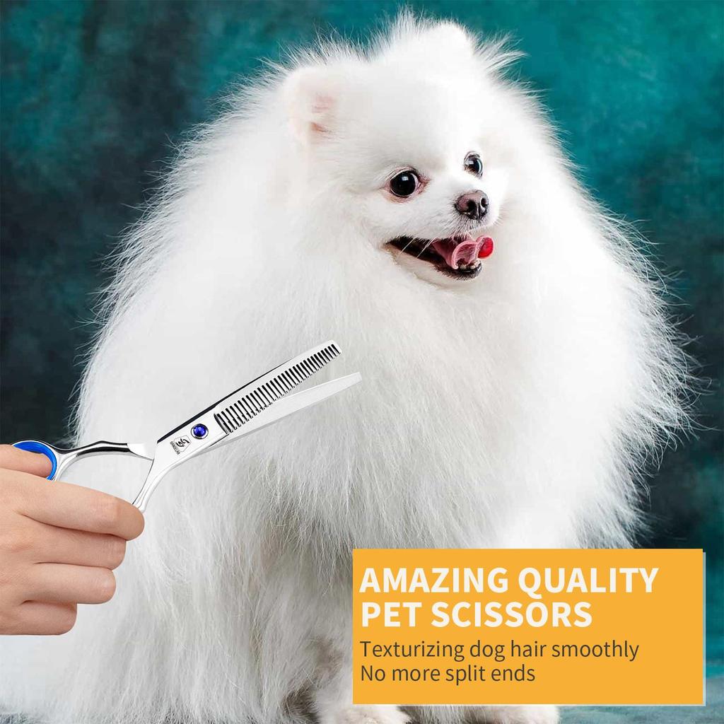 SANGELAR 6.5 Inch Professional Pet Grooming Thinning Scissors, Dog Grooming,4 Kinds Type To Choose, Essential Tools for Pet beauticians,Nice Tools