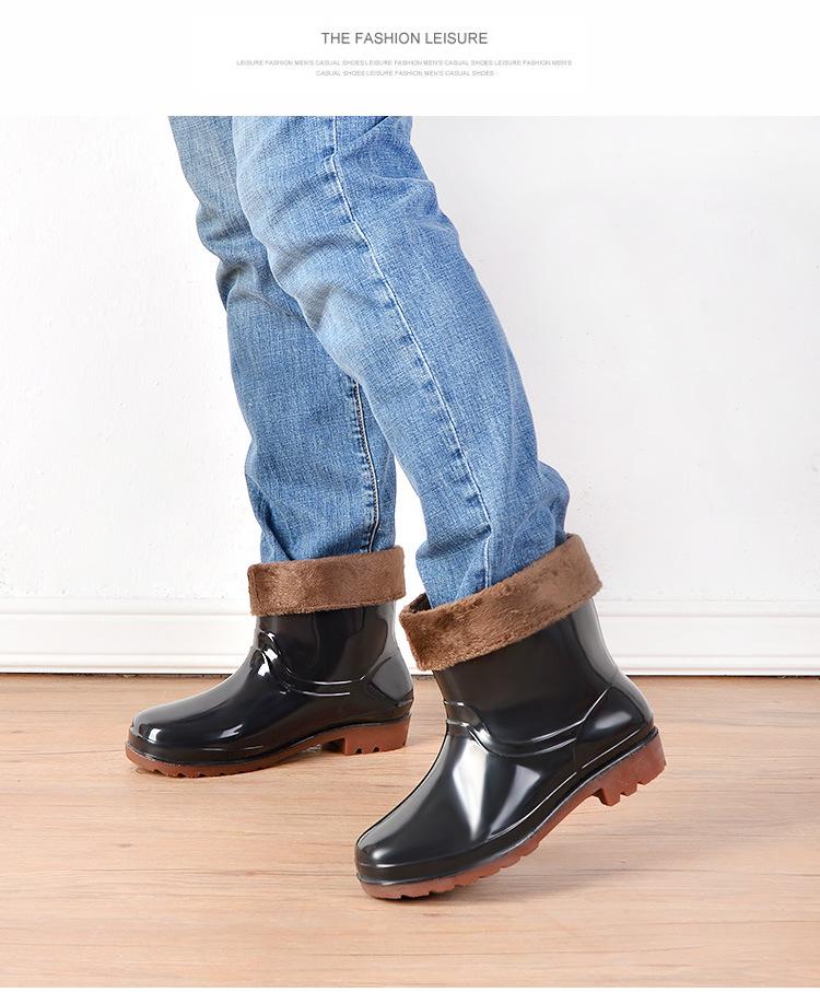 Women's Slip-On Waterproof Short Rain Boots, Non-Slip Mom Shoes for Kitchen, Home & Garden with Tendon Sole