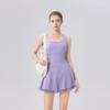 High-Waist Lace Tennis Dress with Chest Pads & Tummy Control