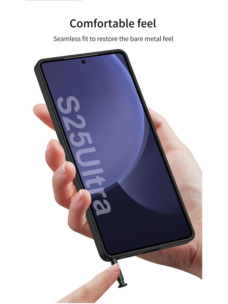 Samsung S25 Ultra Folding Bracket Case - Drop-Proof Frosted Leather Hard Shell