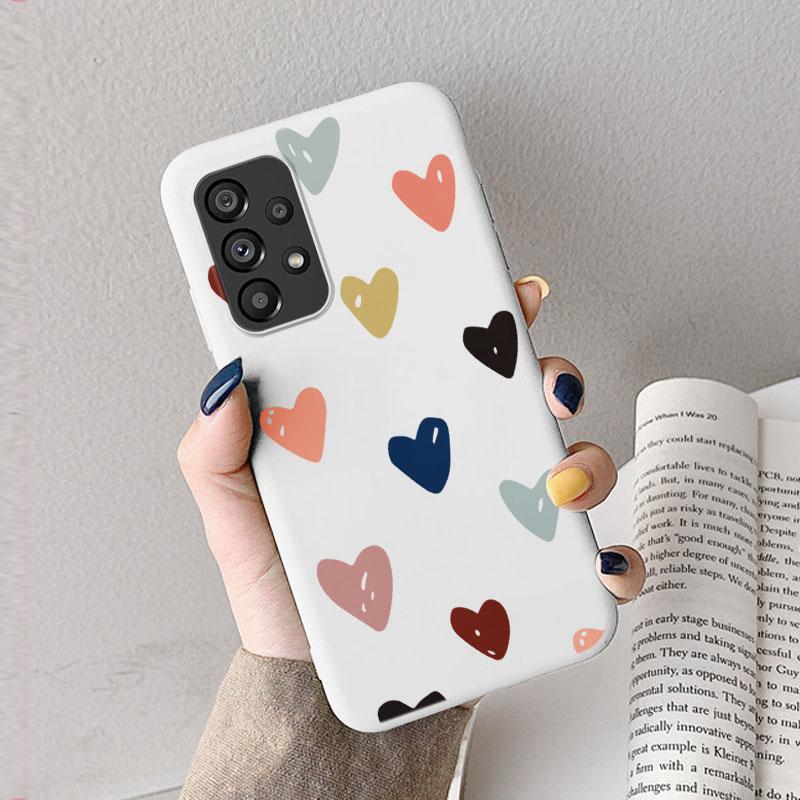 Case For Samsung A53 A52S A52 A73 A70 Cute Heart Flower Back Cover Soft Silicone Matte Protective Funda For Samsung Galaxy A53