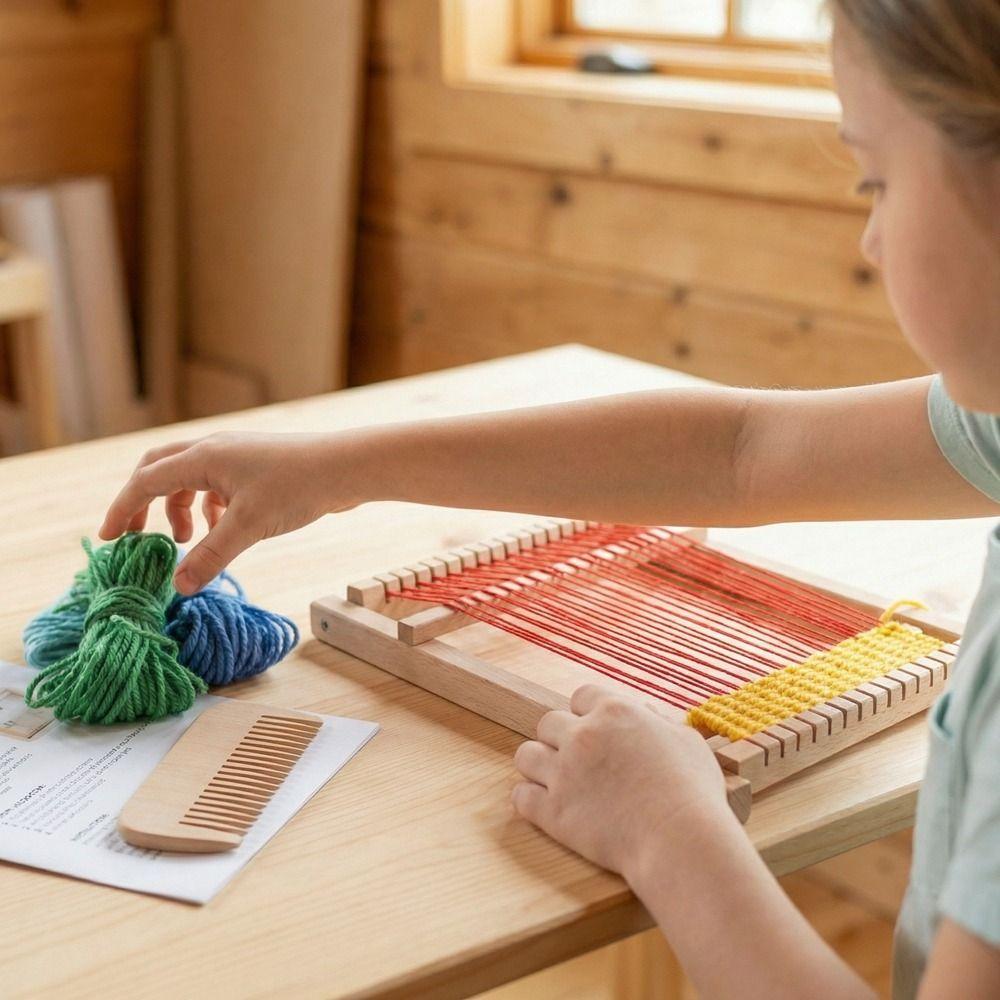 Durable Wooden Wooden Weaving Loom Detachable Mini Hand-Knitting Machine Lightweight Yarn Knitting Tools Desktop Craft