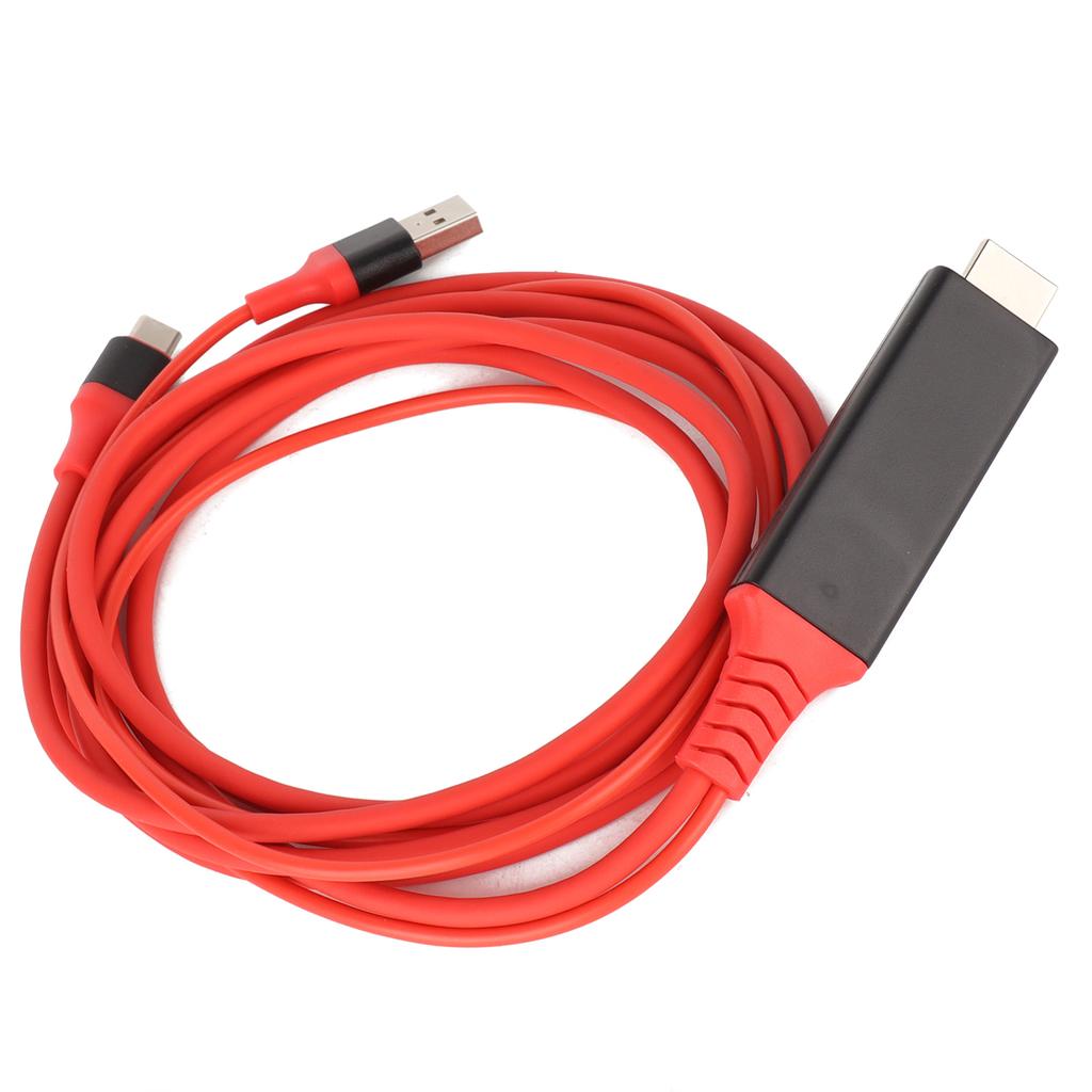 TypeC to High Definition Multimedia Interface Adapter Cable USB 3.1 Phone to TV Charging Wire(Red )