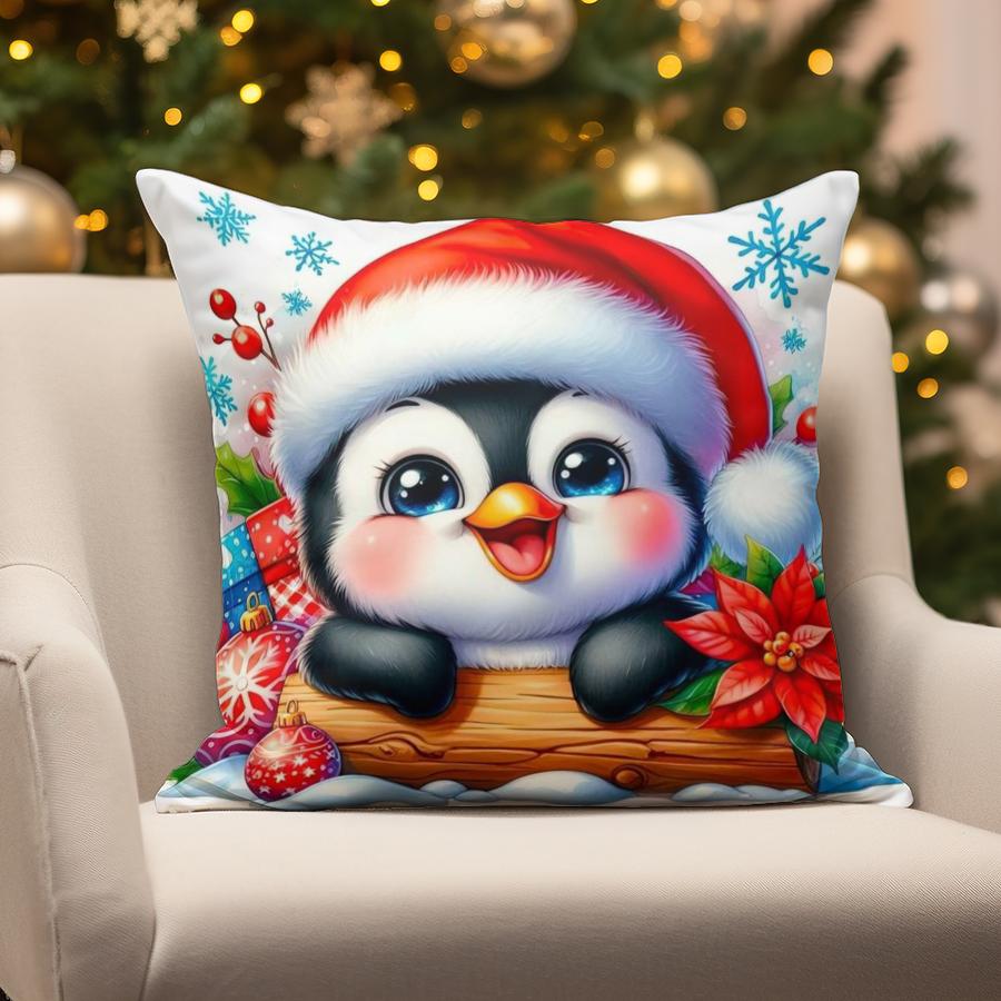 Home Decor Christmas Gnome & Penguin Pillows Suitable For Sofa Bedroom Car Pillow Cover Cushion Rectangular Back Cushion