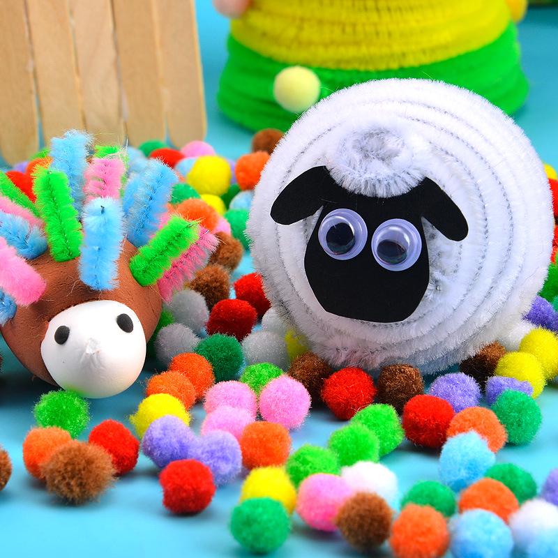 International Kindergarten DIY Kit: Chenille Stems, Pompoms & Non-Woven Fabric for Handmade Art Projects