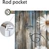 2Pcs Rustic Floral Curtains Vintage Wood Grain Daisy Butterfly Pattern Living Room Bedroom Balcony Sunshade Decor Curtains