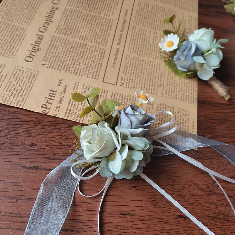 

Elegant Ribbon Tie Boutonniere & Wrist Corsage for Groomsmen, Bridesmaids, Parents - High-End Wedding Accessory