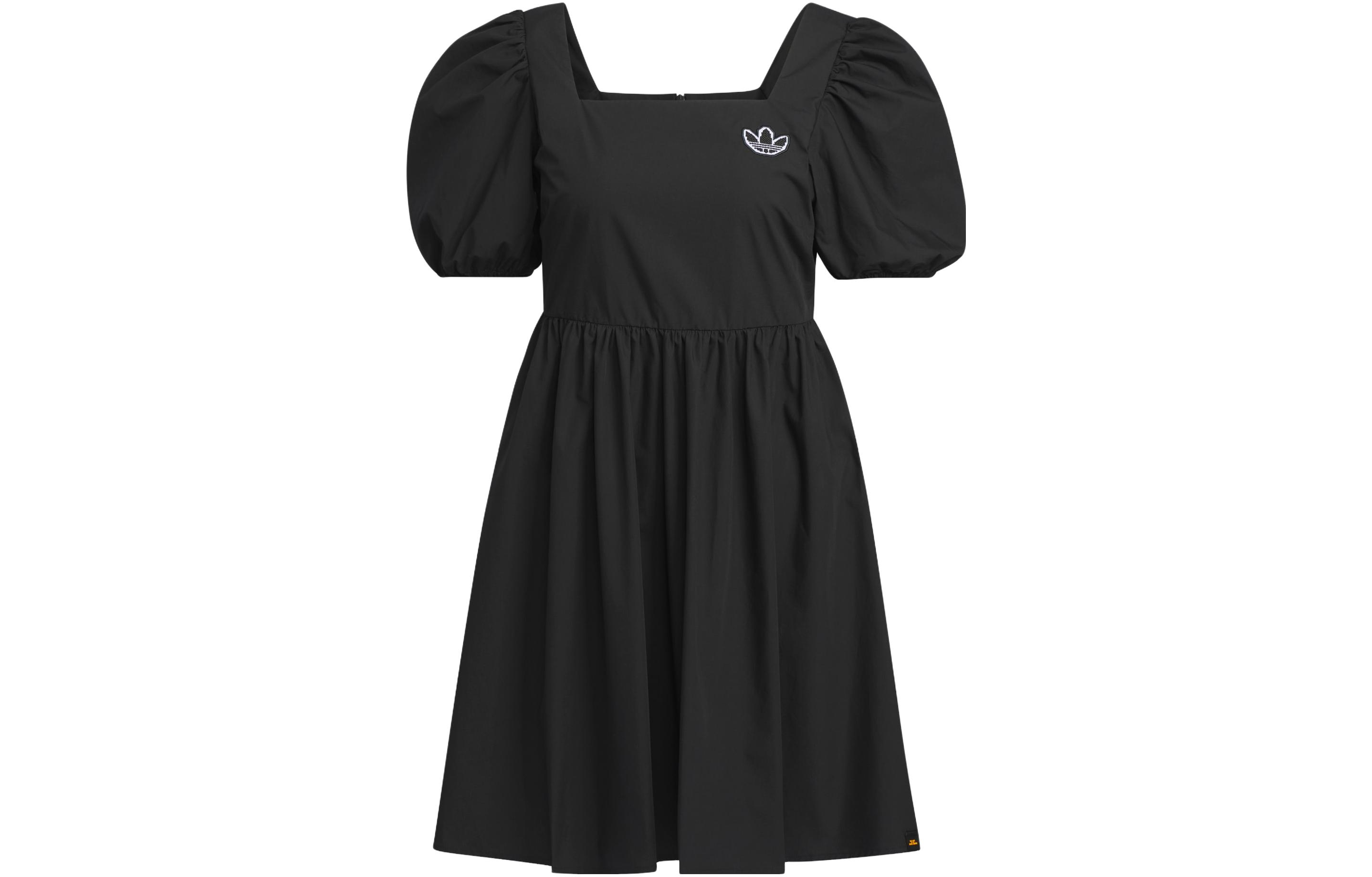 

adidas originals X Monkey Kingdoml Women s Square Neck Lantern Sleeve Dress Black IP1771 XXS