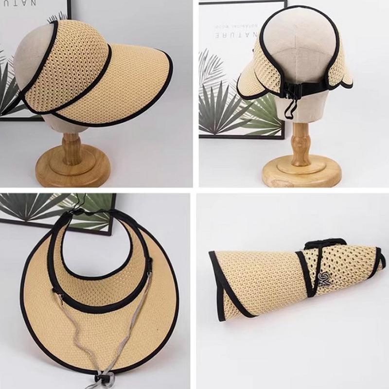 For Summer Outdoor Breathable Sunshade Hat With Face Covering Lightweight Large Brim Sun Protection Hat Open Top Design Hat
