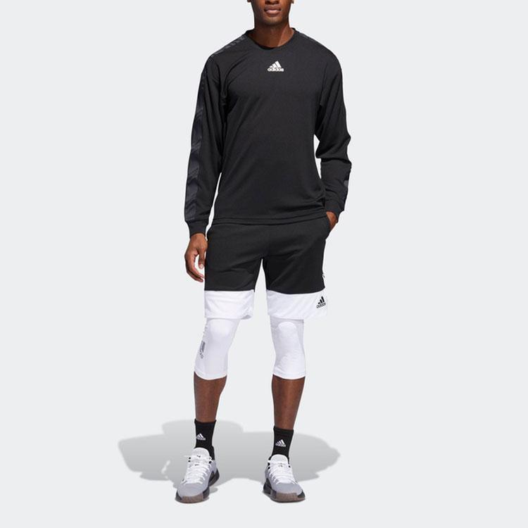 adidas Printed Logo Crewneck Long Sleeve T-Shirt Men Tops Black DU1037