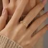 Golden Plated Double-Band Open Adjustable Floral Ring with Synthetic Zircon for Women Elegant Statement Jewelry Gift