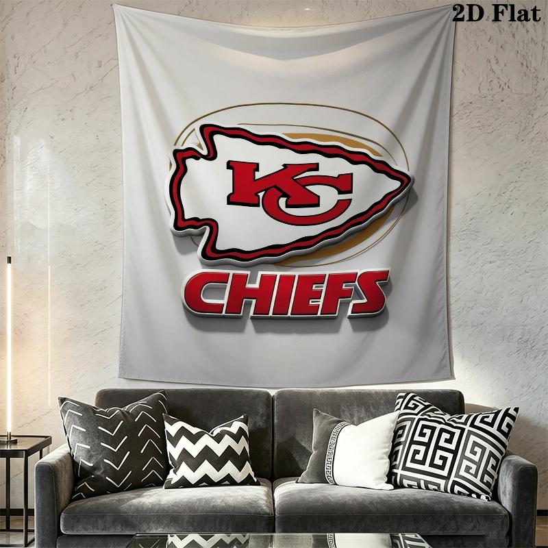 Kansas City Chiefs Wall Tapestry Aesthetic Wall Hanging Printed Fabric Blanket Decorative Tapestries for Bedroom Living Room Home Decor
