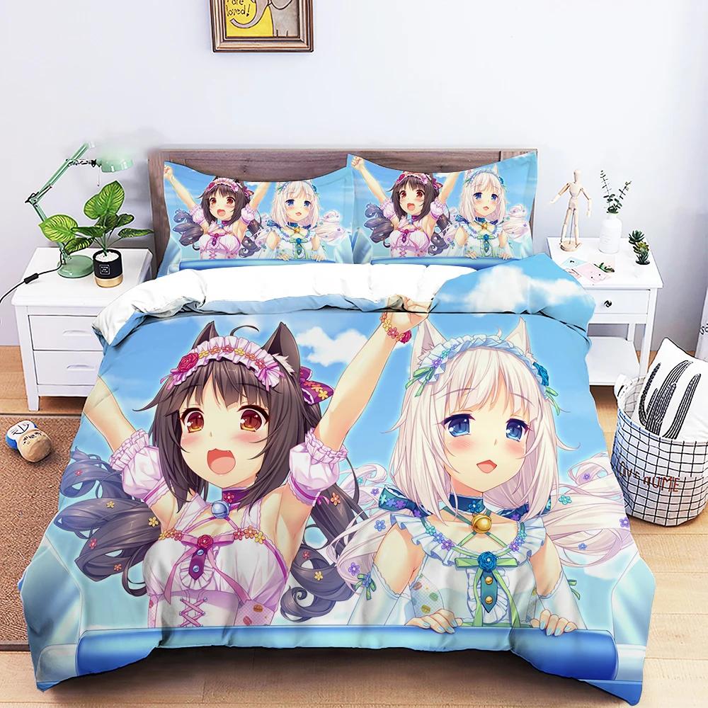 Anime Nekopara Sexy Girl Bedding Set Boys Girls Twin Queen Size Duvet Cover Pillowcase Bed Kids Adult Home Textileextile
