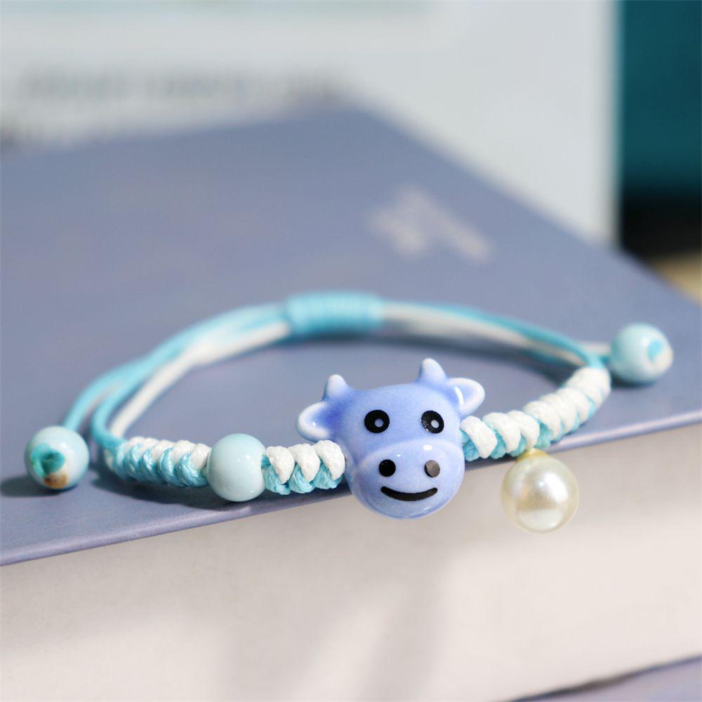 Cute Cartoon Ceramic Jewelry: Fresh Woven Bestie Bracelet Design
