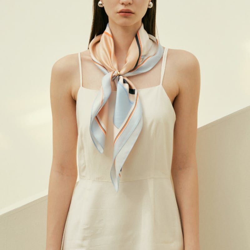 Saint Luxure Simple Square Scarf Sunset Navy SL22SMSSSNV