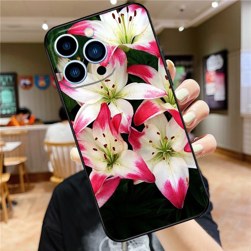 Colorful Flower Lily Case For iPhone 17 15 14 13 12 11 16 Pro Max Mini Plus 16e 17 Air Bumper Cover Accessories