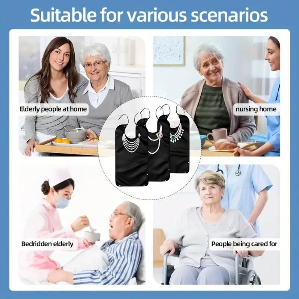 Printed Design Waterproof Elderly Bibs Foldable Oil-Resistant Adult Apron Soft Adjustable Saliva Towel Nursing Home