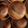 Acacia Wood Dinner Plates for Eating, Wooden Round Charcuterie Boards Serving Bowls for Food Dishes Cheese Dessert Salad