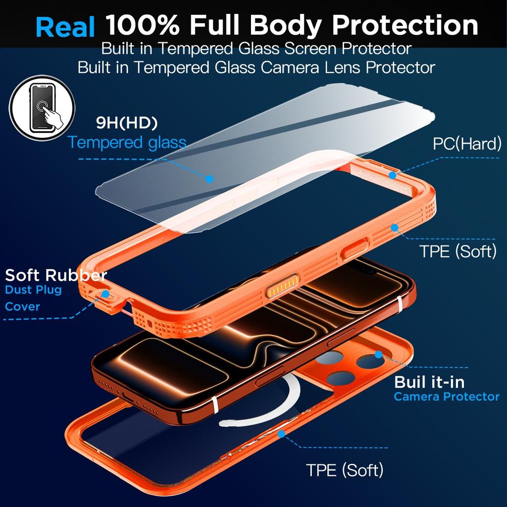IP68 Waterproof Protective Case for IPhone 17 Pro Max 17 Air 17 Pro MagSafe Shock-proof All-round Protection Magnetic Cover