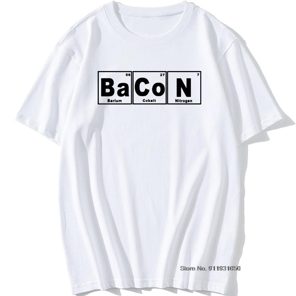 Periodic Table Chemistry Of Bacon T Shirt Design Funny Tshirt Unisexs Tops Tees Short Sleeve Camisetas Tshirt