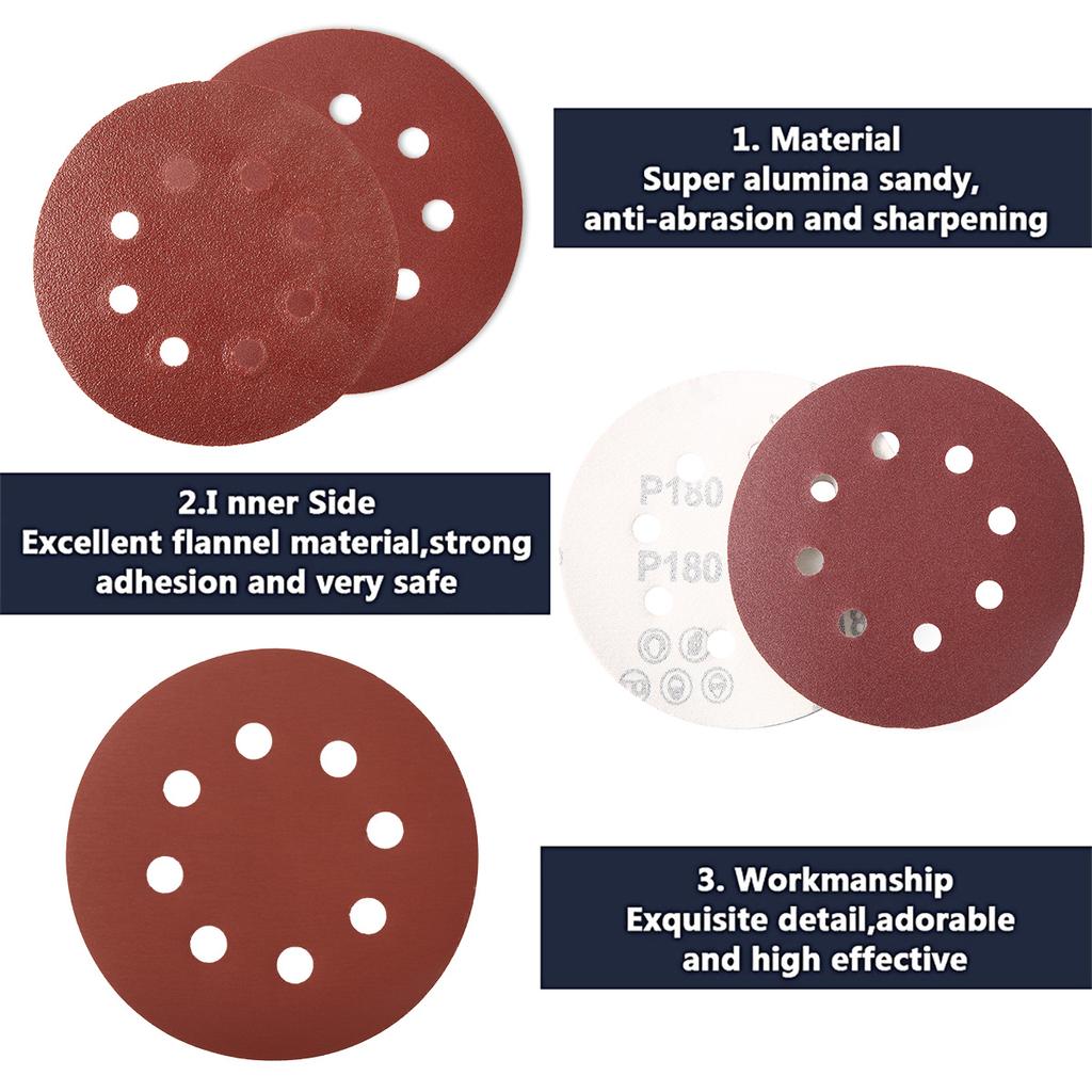 100Pcs 5Inch Round Sand Paper For Sanding Disc Grinder Sanding Sheet Car Polishing Sander Sandpaper Grit 800 1000 1500 2000 3000